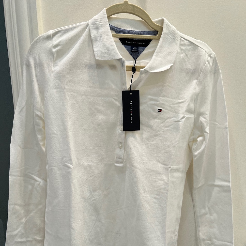 New with Tags! Tommy Hilfiger Women's Long Sleeve Polo XS White
